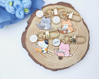 Personalized Initials Handmade Cat Keychain Gifts, Customized Initials Mini Cat Keychain Decorative Accessories, Cute Kitten Keychain Gifts.