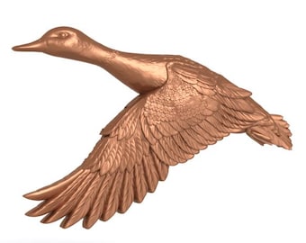 3D duck STL for CNC carving high resolution wildlife relief rotatable sculpt Aspire VCarve Fusion ready flying waterfowl