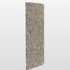 Side wall view of 3D faceted rock texture panel, showing depth and variation of the carved stone facets. High resolution STL model for CNC routers, ideal for dimensional signage, wall panels, and decorative projects that need a rugged rock background.