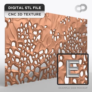 Texture 3D STL per il routing CNC, motivo a pannello reticolare organico, sfondo del cartello G 105