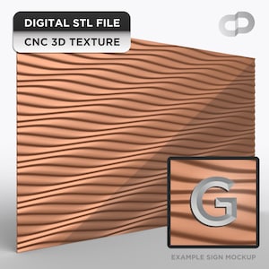 Textura de onda 3D STL para CNC, fondo de panel de pared ondulado sin costuras, relieve de alta resolución de 96 x 48 pulgadas G-111