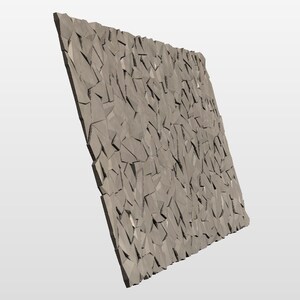 Opposite angled view of 3D faceted rock texture standing upright, showing the chiseled stone look and 1 inch relief. Designed for CNC routing on HDU, wood, or foam, perfect for routed sign backgrounds, architectural panels, and large art installations.