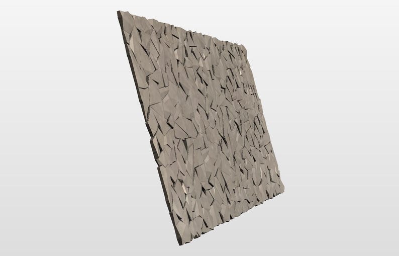 Opposite angled view of 3D faceted rock texture standing upright, showing the chiseled stone look and 1 inch relief. Designed for CNC routing on HDU, wood, or foam, perfect for routed sign backgrounds, architectural panels, and large art installations.