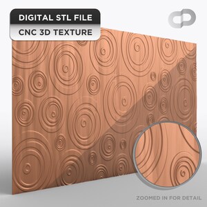 3D ripple texture STL for CNC router high resolution concentric circles rotatable panel pattern G150