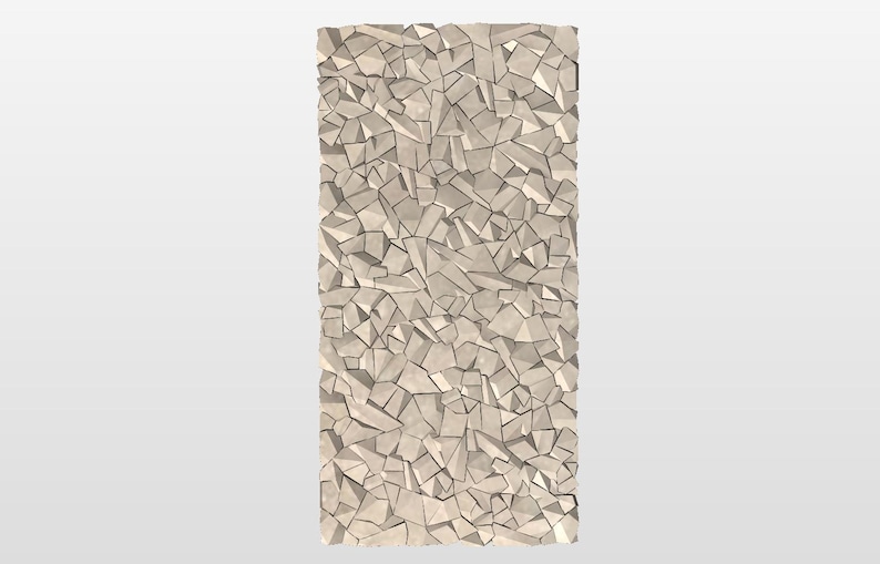 Straight-on view of 3D faceted rock texture panel, showing the full carved pattern across the 48 x 96 inch layout. STL texture for CNC sign shops wanting a bold rock background that carves clean, paints quickly, and keeps machining time efficient.
