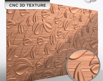 3D wood leaf texture STL for CNC, seamless rotatable panel 96x48, sign background wall feature, G 152