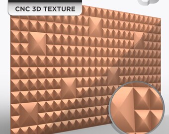 3D pyramid texture STL for CNC, high resolution panel 96x48, seamless rotatable relief, sign background wall feature, G-153