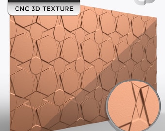 3D texture STL for CNC sign background hexagon panel pattern high resolution relief 48x96 seamless G 158