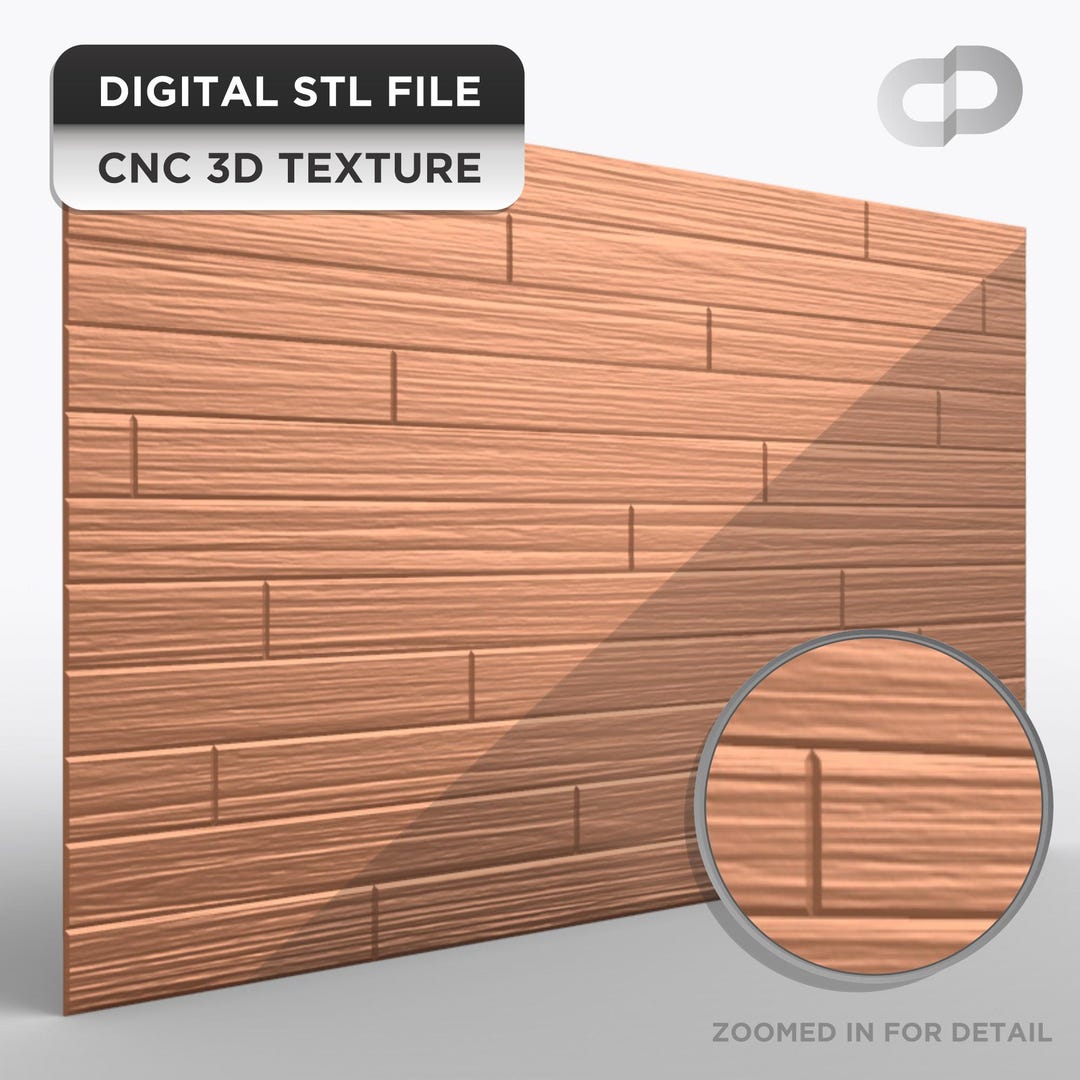 3D Wood Plank Texture STL for CNC, Staggered Flooring Panel