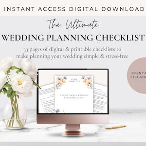 Ultimate Wedding Planning Checklist Printable, Bestseller Wedding Planner Bundle, Wedding Planning Guide Digital Download, Wedding List PDF