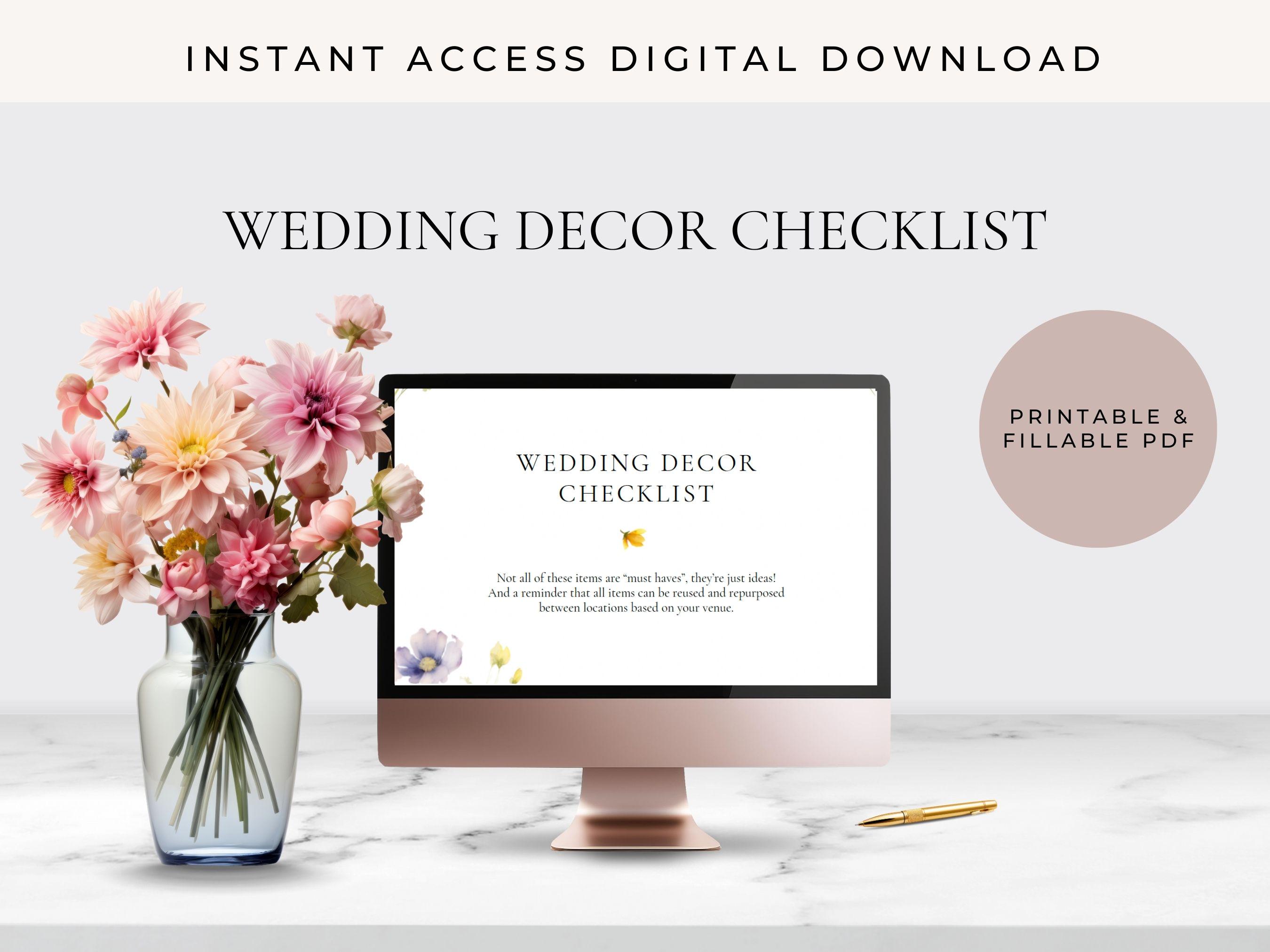 Fillable Wedding Decor Checklist