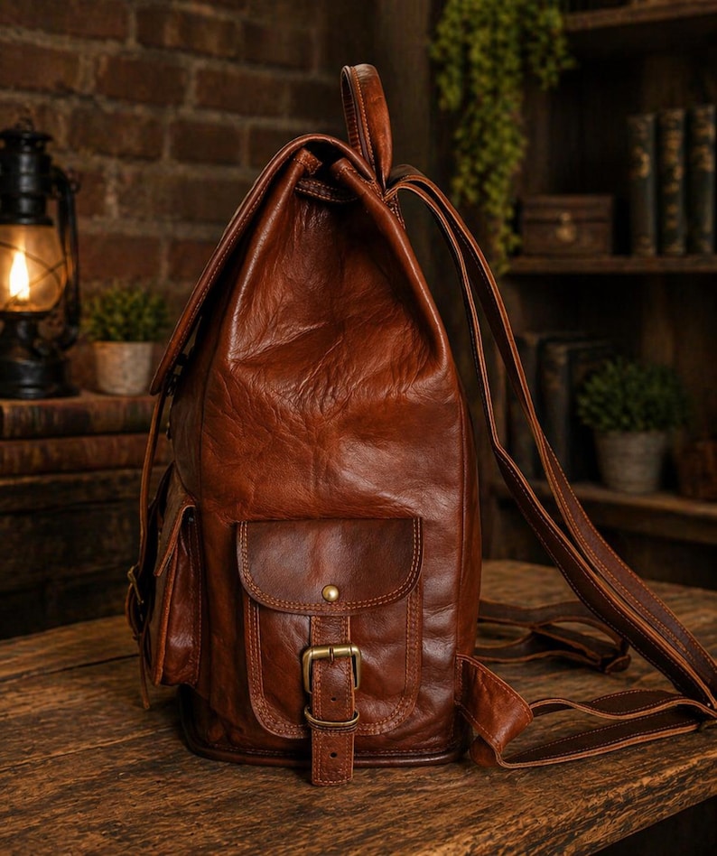 Full Grain Leather Backpack for Men, Handmade Laptop Rucksack, Vintage ...