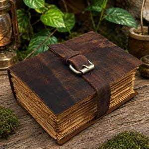 Handmade Leather Journal with Deckle Edge Paper, Vintage Writing Notebook, Personalized Travel Diary, Rustic Sketchbook Gift