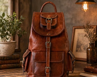 Vintage Brown Rucksack ,Handmade Leather Backpack Full Grain Leather Bag, Travel Backpack, Laptop Bag, Rustic Leather Backpack