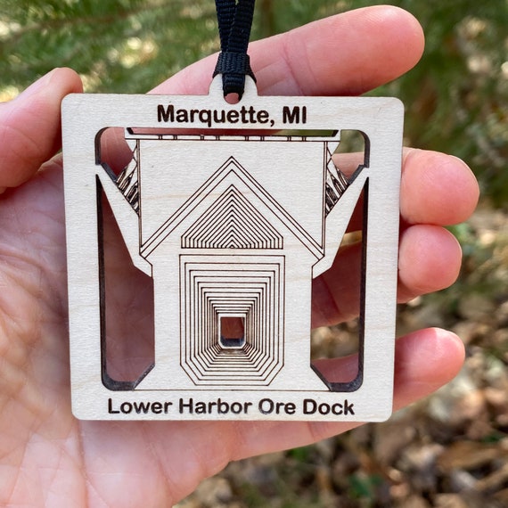 Ore Dock Marquette MI Lower Harbor Wood Ornament