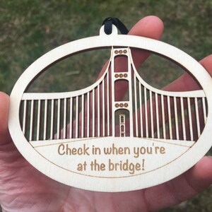 Michigan's Mackinac Bridge MI Check in when you're at the bridge breathe Wood Ornament image 4