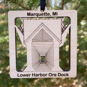 Ore Dock Marquette MI Lower Harbor Wood Ornament image 1