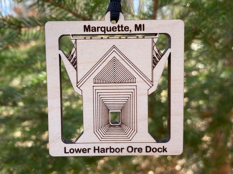 Ore Dock Marquette MI Lower Harbor Wood Ornament image 1