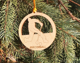 Broomball Winter Sport Wood Ornament