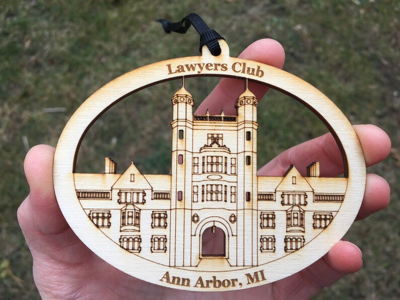 Lawyers Club University of Michigan Ann Arbor MI Law Quad Architecture Wood Ornament image 2