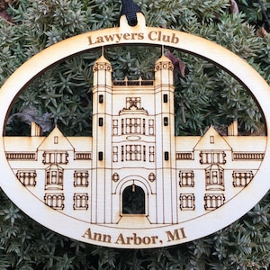 Lawyers Club University of Michigan Ann Arbor MI Law Quad Architecture Wood Ornament image 1