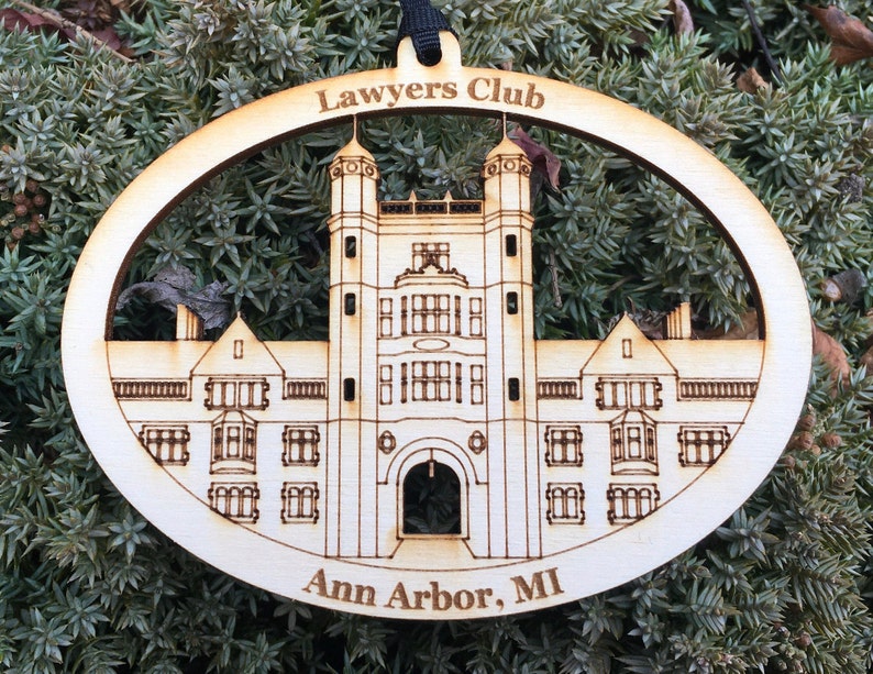Lawyers Club University of Michigan Ann Arbor MI Law Quad Architecture Wood Ornament image 1