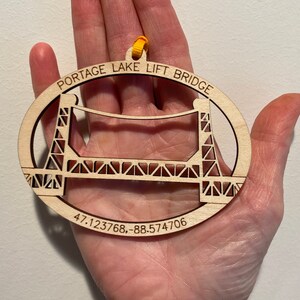 Portage Lake Lift Bridge Houghton MI Michigan Wood Ornament image 2