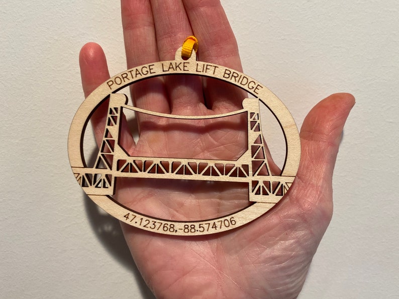 Portage Lake Lift Bridge Houghton MI Michigan Wood Ornament image 2