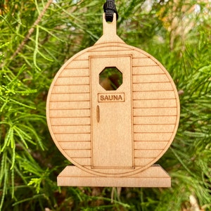 Barrel Sauna Wood Ornament