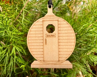 Barrel Sauna Wood Ornament