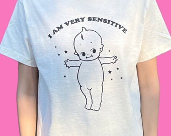 Koszulka w stylu vintage „Jestem bardzo wrażliwy” Kewpie Doll Sonny Angel