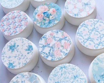 Bows and Floral Chocolate Covered Oreos, Coquette Shower Favors, LoveShackFancy Inspired Cookies, Blue Floral Wedding Dessert, Spring