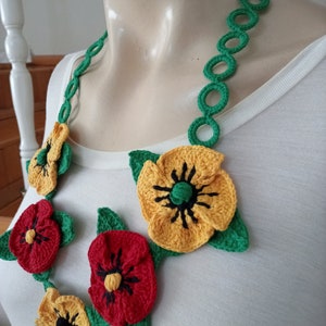 Turkish oya necklace-Crochet Flowers necklace-Oya Necklace-crochet jewelry-Knitted necklace-Clorful necklace