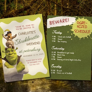 Shrek Swamp Whimsical Ogre Party Invitations, | Custom Templates for Weddings, Bachelorette, Birthday, Graduation, Holidays
