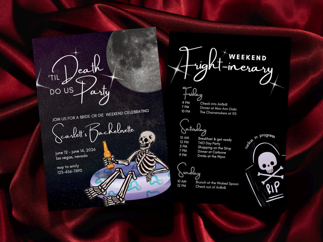 Til Death Do Us Party Skeleton Emo Spooktacular Halloween Invitation ...