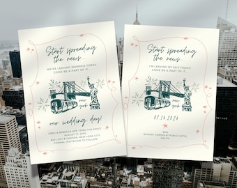 Invitación sofisticada para guardar la fecha con Frank Sinatra en la ciudad de Nueva York / Plantillas personalizadas para bodas, despedidas de soltera, cumpleaños y graduaciones