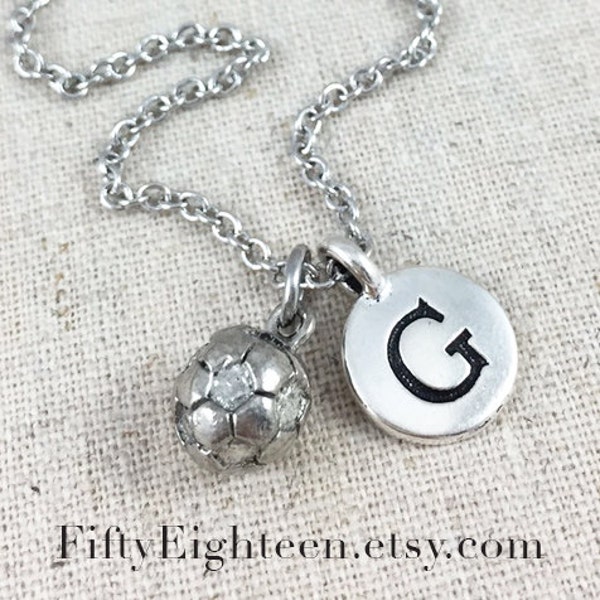 Personalized Soccer Ball Charm Necklace, Silver Soccer Jewelry, Personalized Soccer Gift, Soccer Ball Charm, Soccer Team Gift