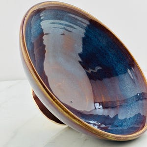 Handmade Small Glazed Bowl: Blue Purple Ceramic Dish