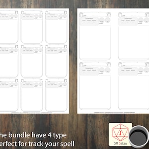 DnD Spell Bundle | Spell Tracker & Organizer Dungeons and Dragons Printable and Editable Spell Book PDF Spell Digital Download PDFs