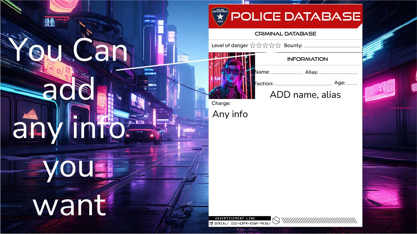 Police Database.download Cyberpunk Red Police Database Bundle | Printable and Editable Designs ...