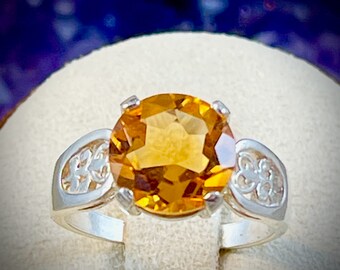 4.26 ct Citrine and Sterling Silver Ring Size 7 - Free Shipping!