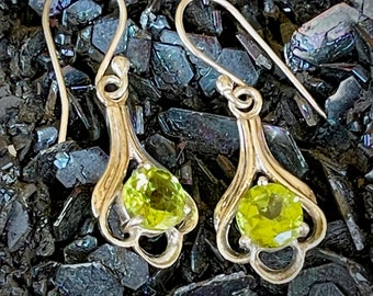 Lime Green Peridot and Sterling Silver Earrings - free shipping!