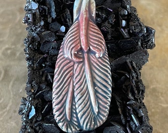 Peruvian Raku Feather Pendant