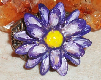 Purple Flower Hand-painted Ring