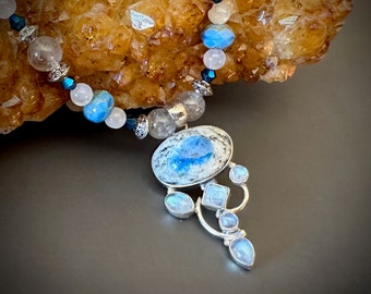 K2Blue and Moonstone in Sterling Pendant Necklace