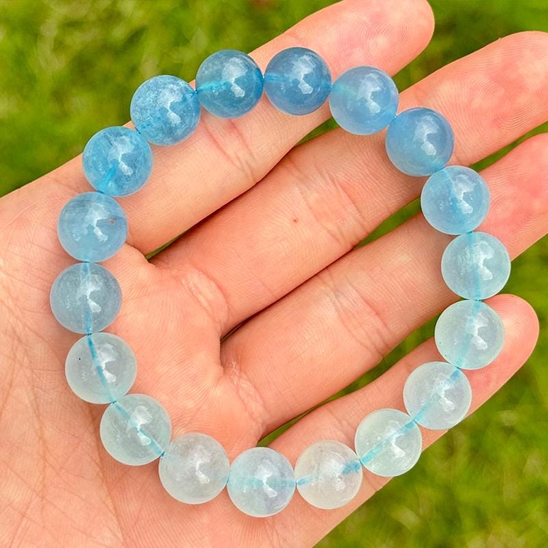 Bracciale Elastico In Larimar Verde / Pietra Preziosa Naturale Autentica Da 8 Mm / Fatto A Mano Su Ordinazione - Italia - 5