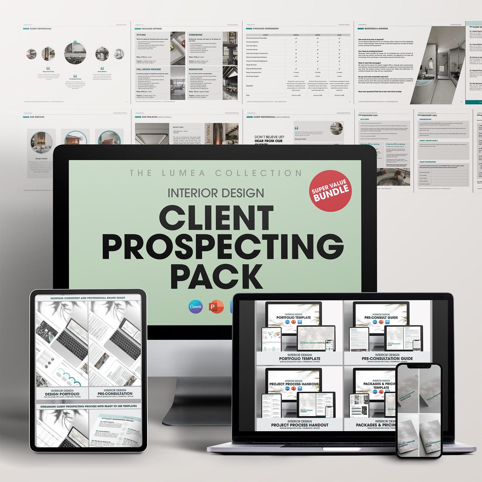 Interior Design CLIENT PROSPECTING Pack BUNDLE | Canva | Powerpoint ...
