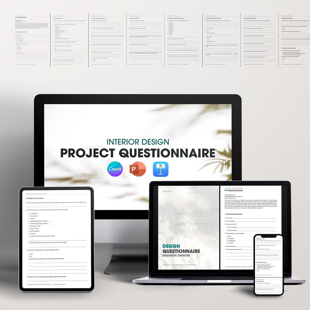 Interior Design PROJECT QUESTIONNAIRE Template | Canva | Powerpoint ...