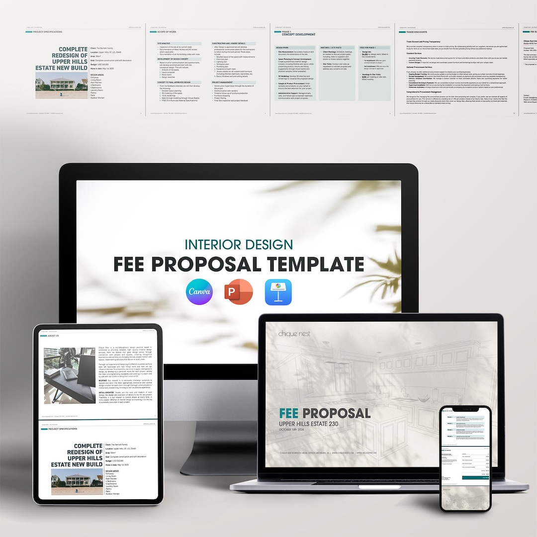 Interior Design FEE PROPOSAL Template | Canva | Powerpoint | Keynote ...