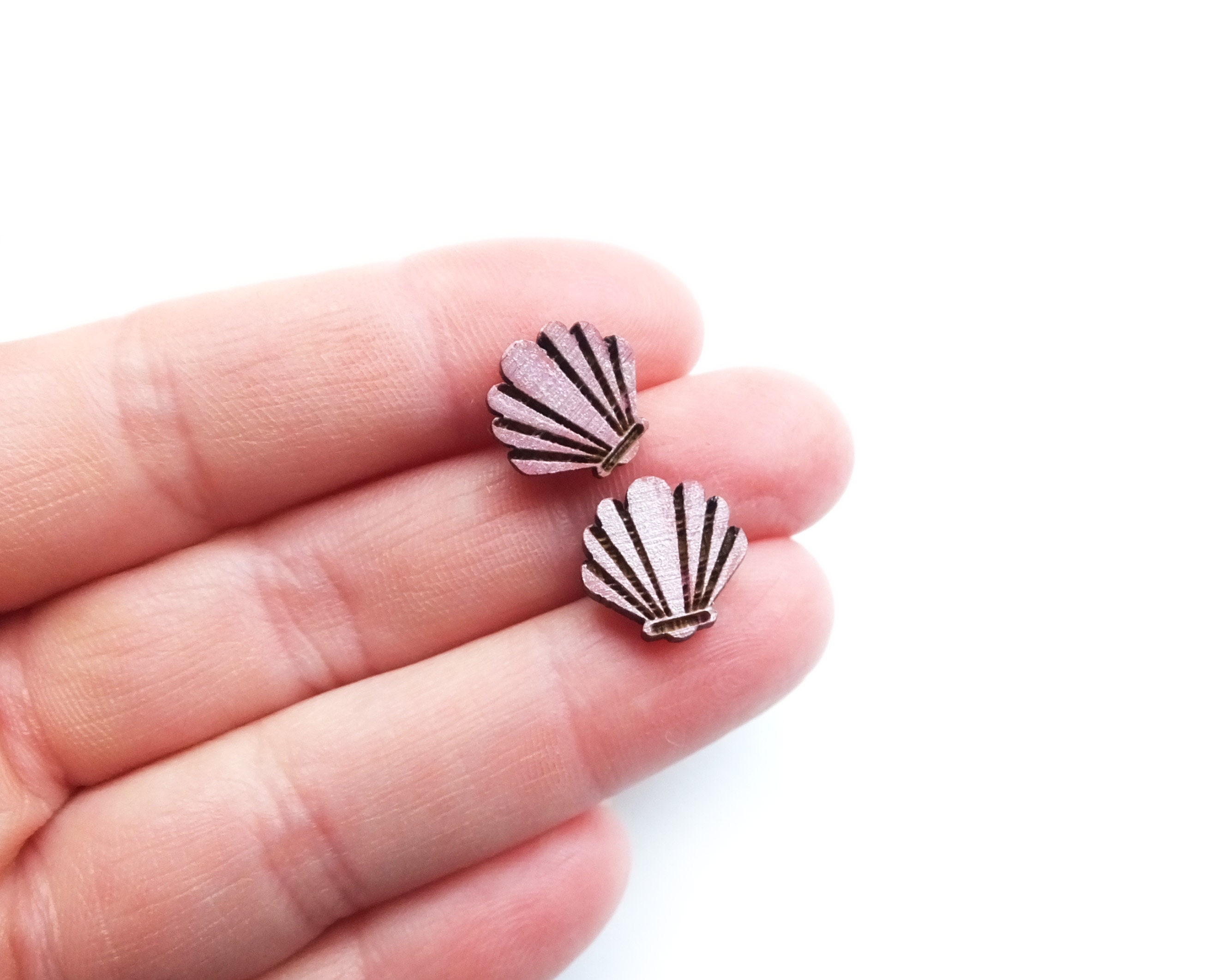 Clam Shell Earrings / Studs Quirky Earrings Mermaid Etsy